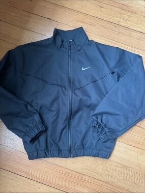 Nike Black Jacket with white Swoosh Kids L